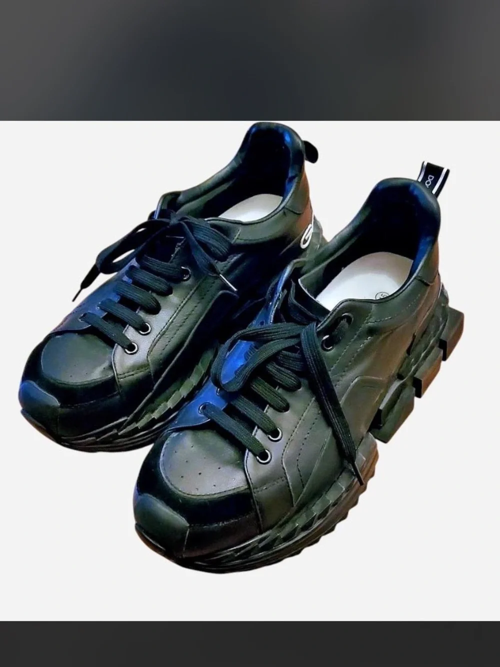 Dolce & Gabbana “SUPER QUEEN” Chunk All-Black Lace-Up Men's Shoes